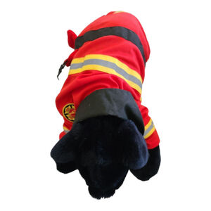 Dog Firefighter Costume, Reflective Red & Black, M